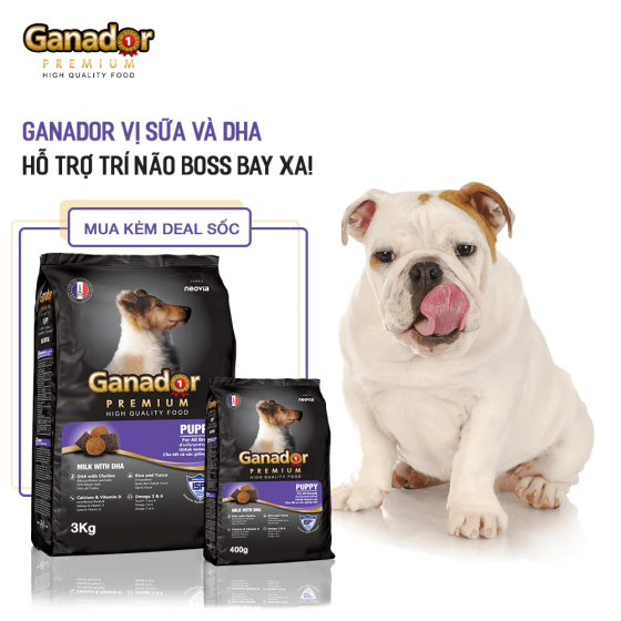 Hạt Ganador Puppy Cho Chó Con Vị Sữa & DHA