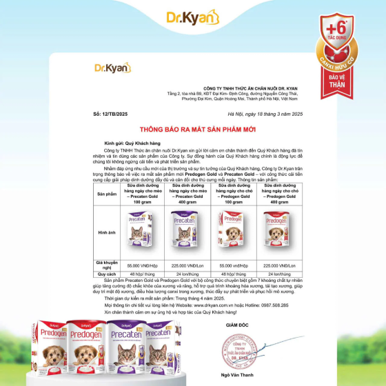 Sữa Bột Cho Chó Dr.Kyan Predogen Hương Vanilla