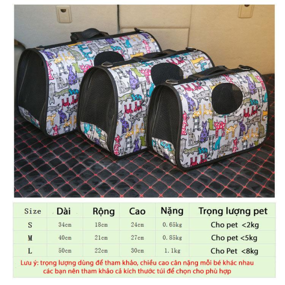Túi Vận Chuyển Chó Mèo Nhiều Họa Tiết