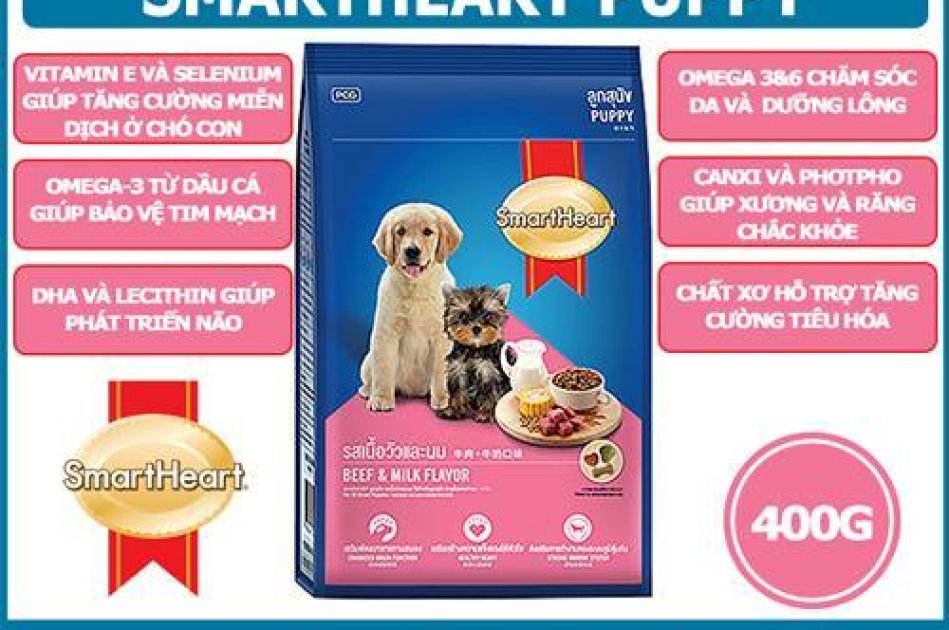 Hạt Cho Chó Con Smartheart Puppy Vị Bò & Sữa